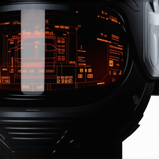 Smart helmet with AR visor showing navigation and health metrics in urban setting